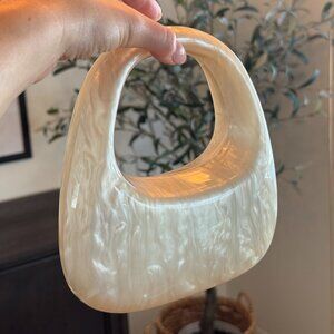 Mango Pearl Effect Clutch Purse - White